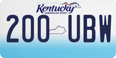 KY license plate 200UBW