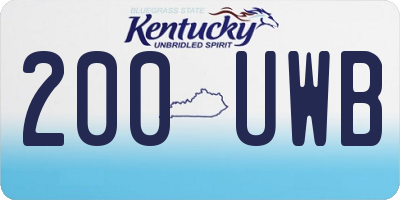 KY license plate 200UWB