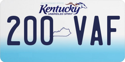 KY license plate 200VAF