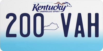KY license plate 200VAH