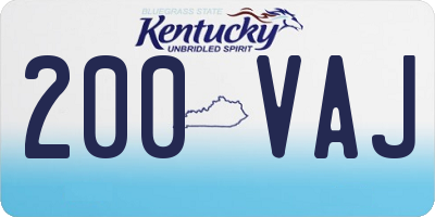 KY license plate 200VAJ