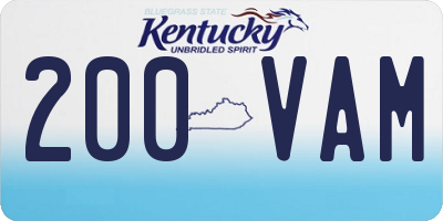KY license plate 200VAM