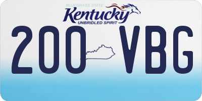 KY license plate 200VBG