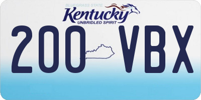 KY license plate 200VBX