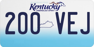 KY license plate 200VEJ