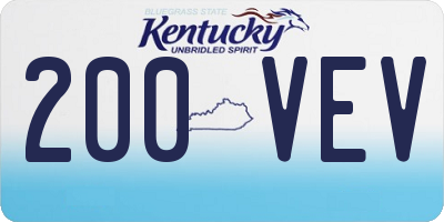 KY license plate 200VEV