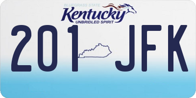 KY license plate 201JFK