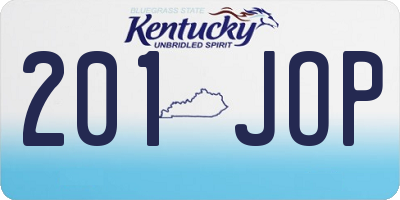 KY license plate 201JOP
