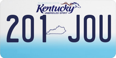 KY license plate 201JOU