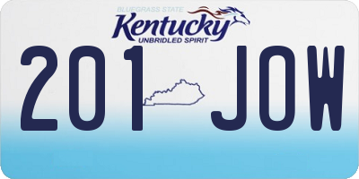 KY license plate 201JOW