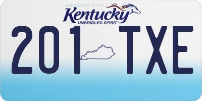 KY license plate 201TXE