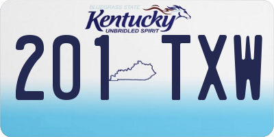 KY license plate 201TXW