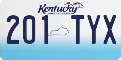 KY license plate 201TYX