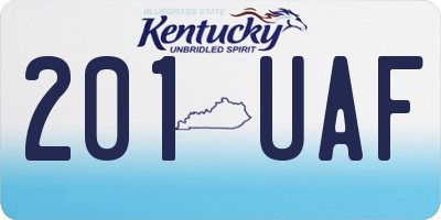 KY license plate 201UAF