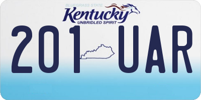 KY license plate 201UAR