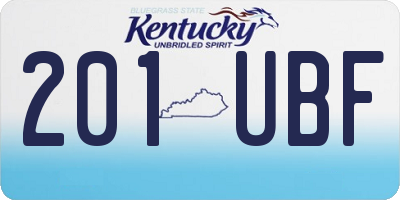 KY license plate 201UBF