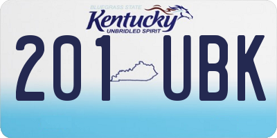 KY license plate 201UBK