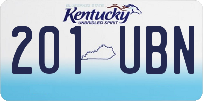 KY license plate 201UBN