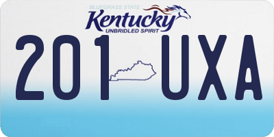 KY license plate 201UXA