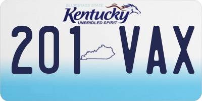 KY license plate 201VAX