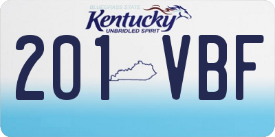 KY license plate 201VBF