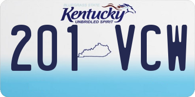 KY license plate 201VCW