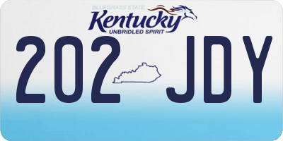 KY license plate 202JDY