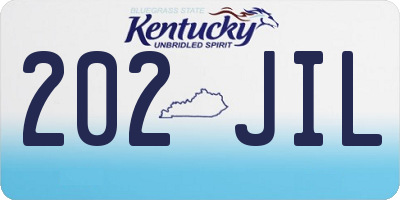 KY license plate 202JIL