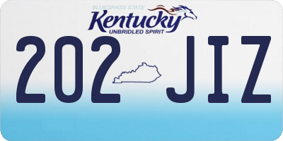 KY license plate 202JIZ