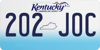 KY license plate 202JOC