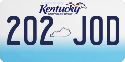 KY license plate 202JOD