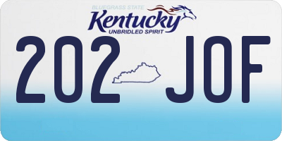 KY license plate 202JOF