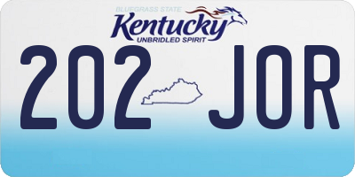 KY license plate 202JOR
