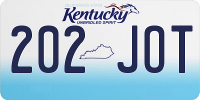KY license plate 202JOT