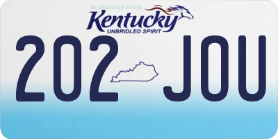 KY license plate 202JOU