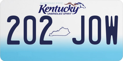 KY license plate 202JOW
