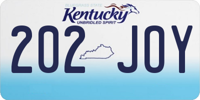 KY license plate 202JOY