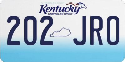 KY license plate 202JRO