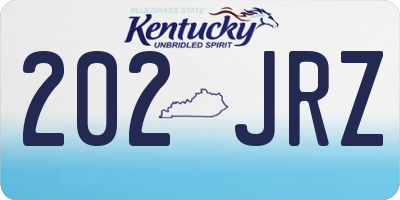 KY license plate 202JRZ
