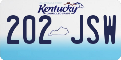 KY license plate 202JSW