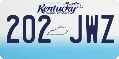 KY license plate 202JWZ