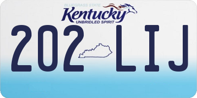 KY license plate 202LIJ