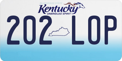 KY license plate 202LOP
