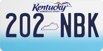 KY license plate 202NBK