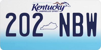 KY license plate 202NBW