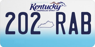 KY license plate 202RAB