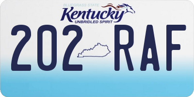 KY license plate 202RAF
