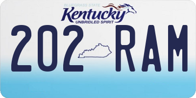 KY license plate 202RAM