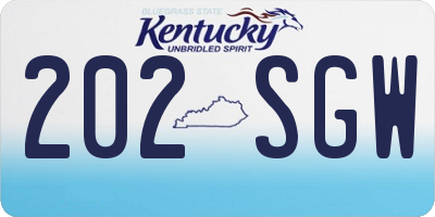 KY license plate 202SGW