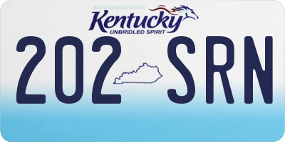 KY license plate 202SRN